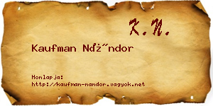 Kaufman Nándor névjegykártya